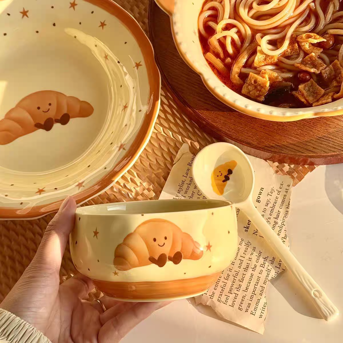 🥐 Sweet Croissant Ceramic Tableware Collection