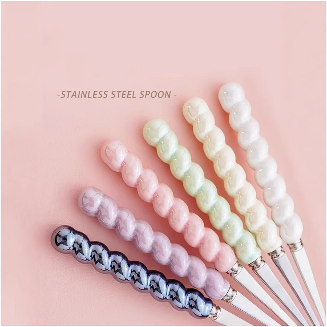 Bubble Bead Ceramic Handle Spoon