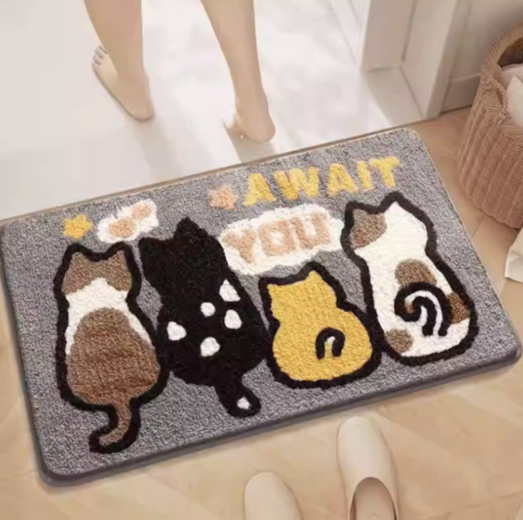 Four Cats Plush Bath Mat