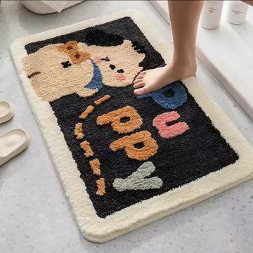 Cute Puppy Plush Bath Mat
