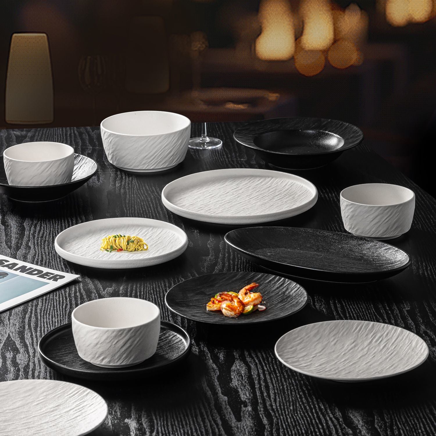 Matte Rock-Textured Ceramic Tableware