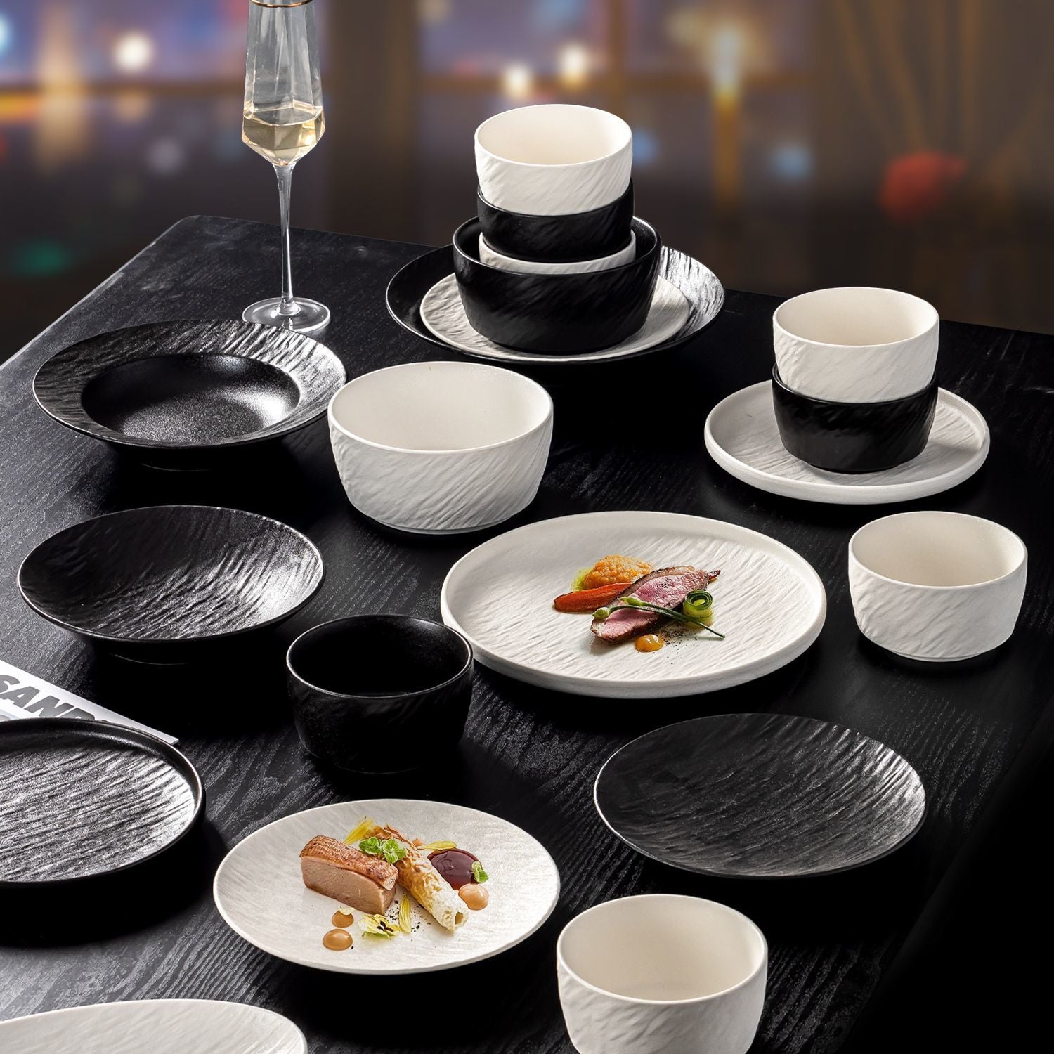 Matte Rock-Textured Ceramic Tableware