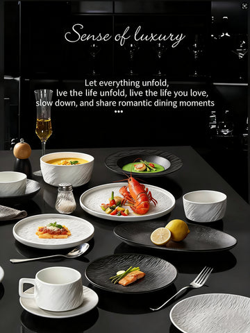 Matte Rock-Textured Ceramic Tableware