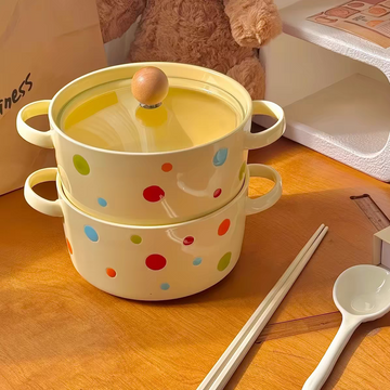 🍳 Polka Dot Mini Ceramic Pot Set
