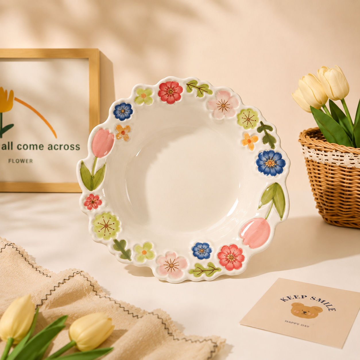 🌸 Embossed Floral Ceramic Tableware Series