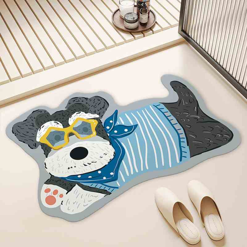Blue Schnauzer Diatomite Bath Mat