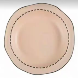 🖊️ Comic Stitch Rim Ceramic Tableware Set – Cream