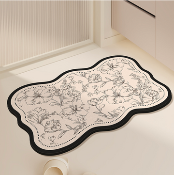 French Floral Diatomite Bathroom Mat - Wave Shape