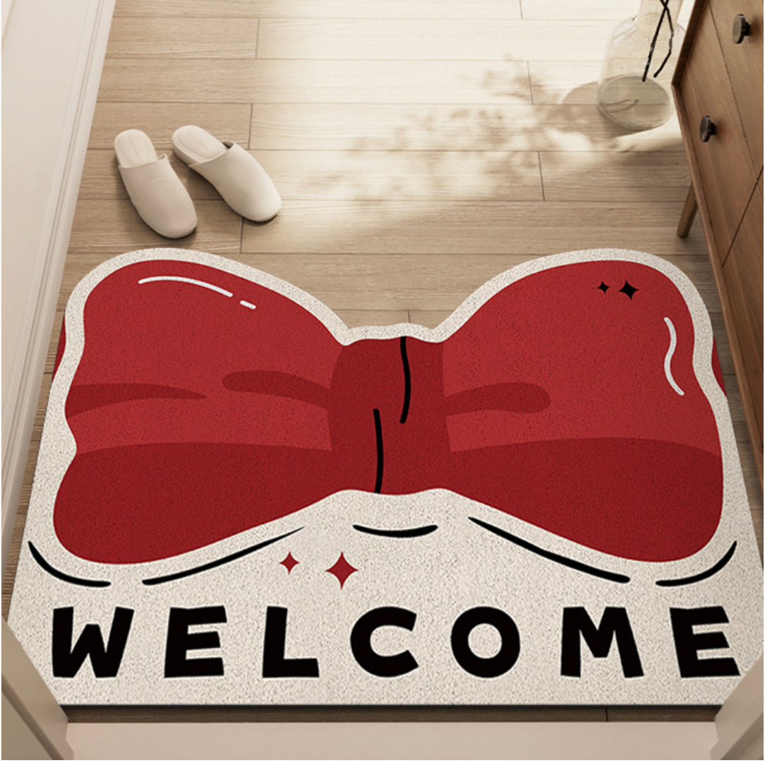 Red Bow Welcome Entrance Mat