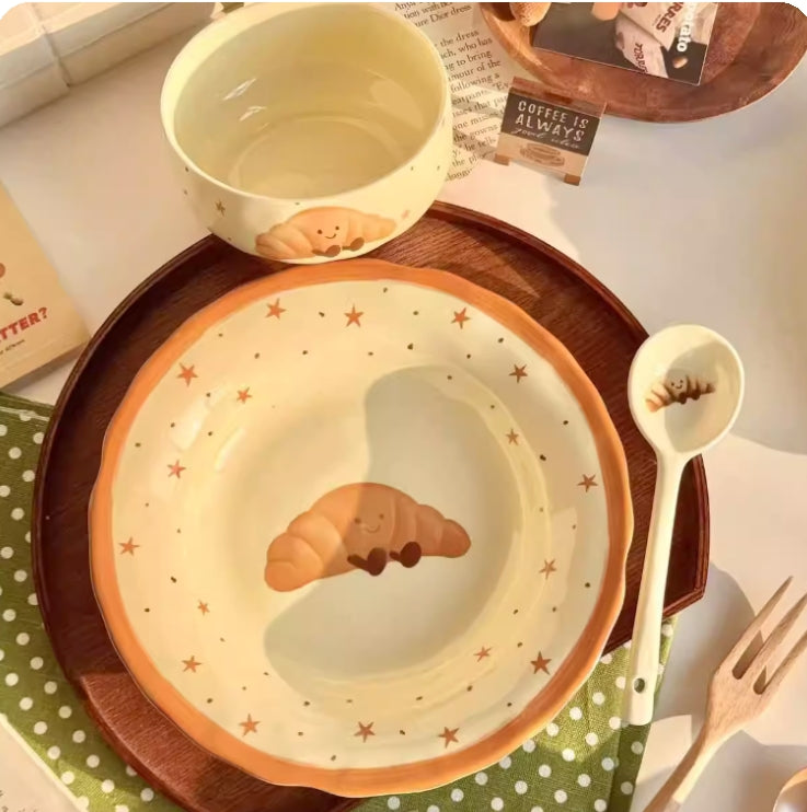 🥐 Sweet Croissant Ceramic Tableware Collection