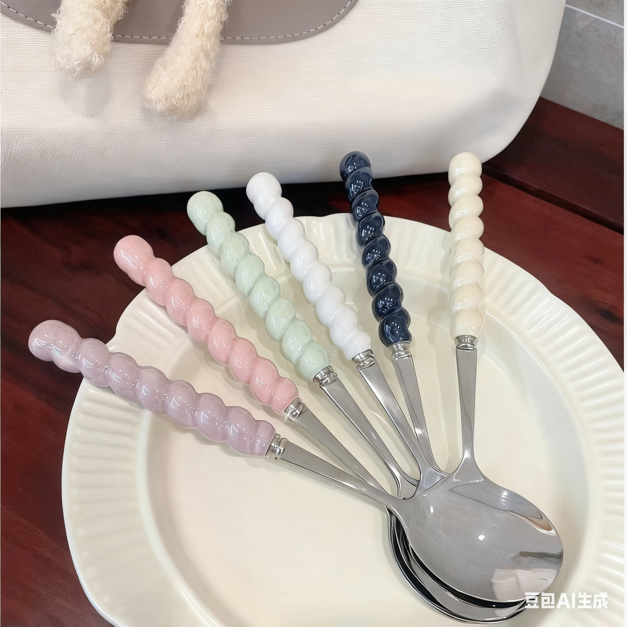Bubble Bead Ceramic Handle Spoon