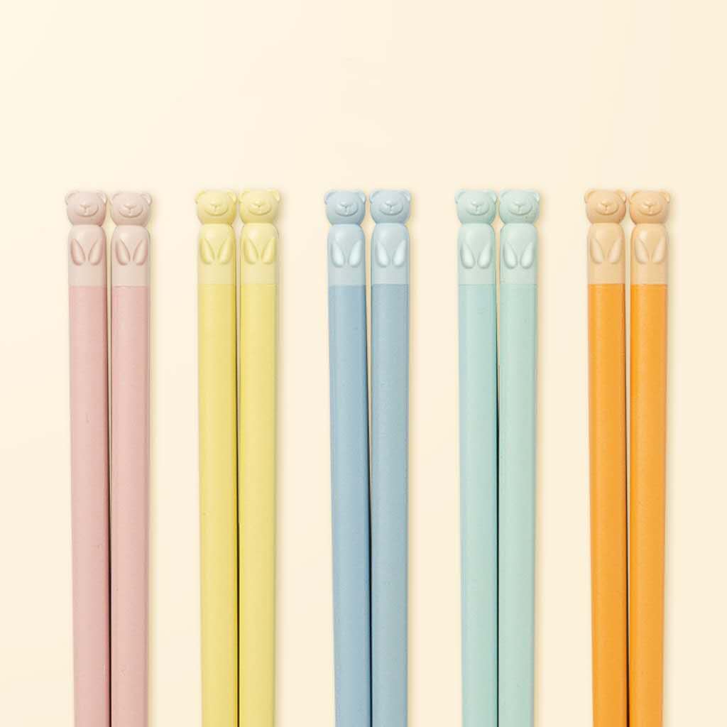Cat & Bear Pastel Fun Chopsticks | Playful Design + Antibacterial Material for a Healthier Lifestyle!