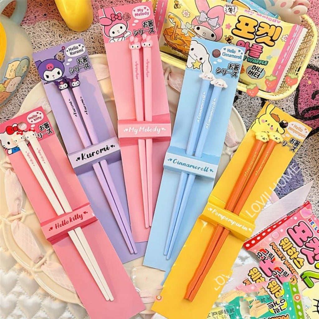 三丽鸥可爱卡通筷子 | Hello Kitty · 美乐蒂 · 酷洛米 · 玉桂狗