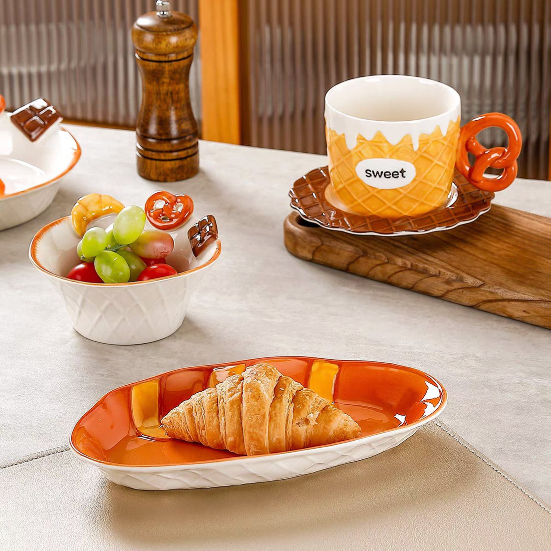 🍫 Hand-Painted 3D chocolate Ceramic tableware set