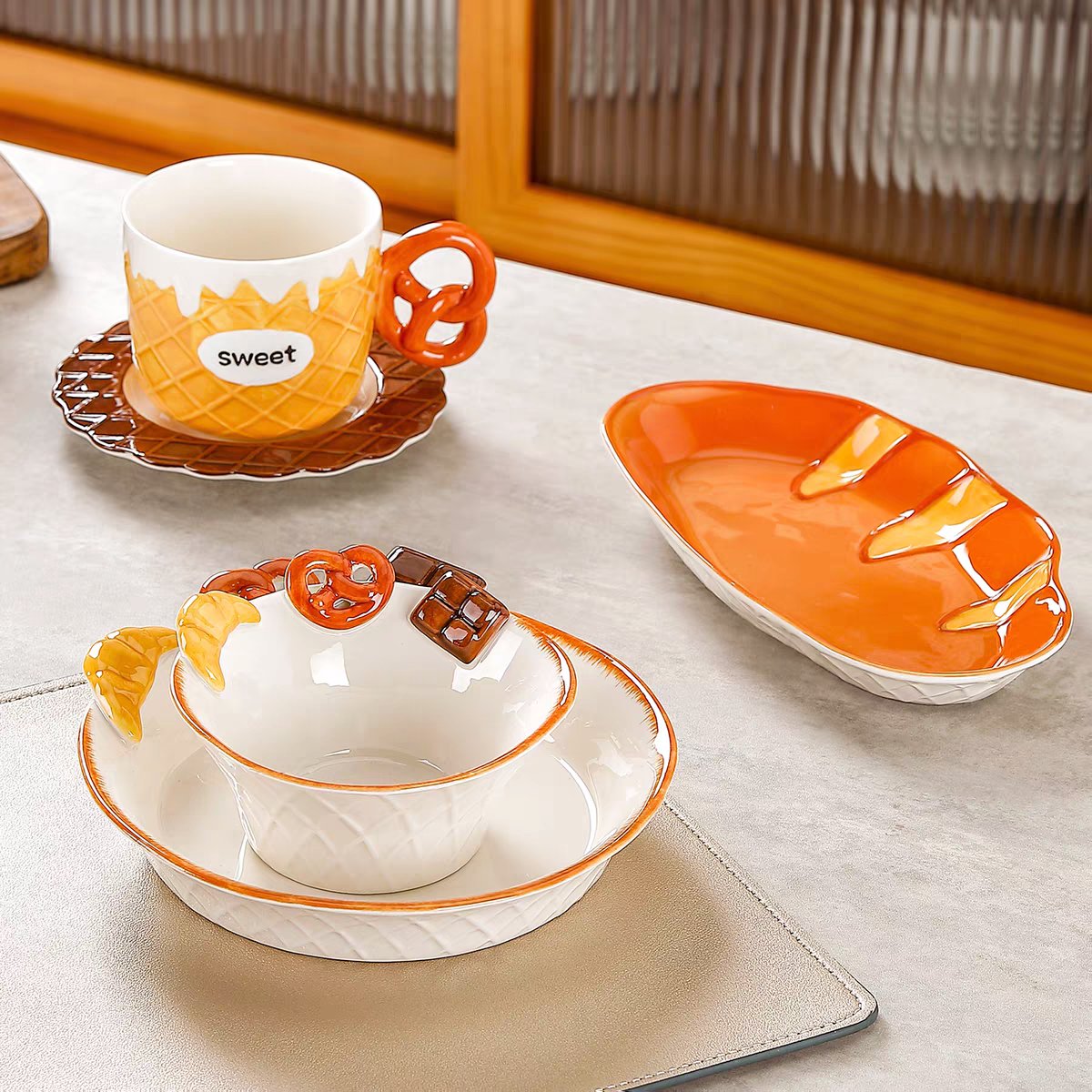 🍫 手绘3D巧克力陶瓷餐具套装