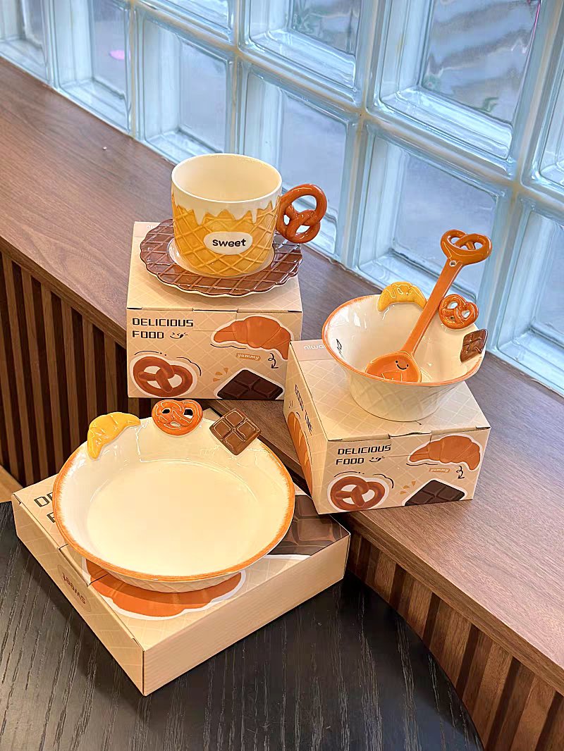 🍫 手绘3D巧克力陶瓷餐具套装