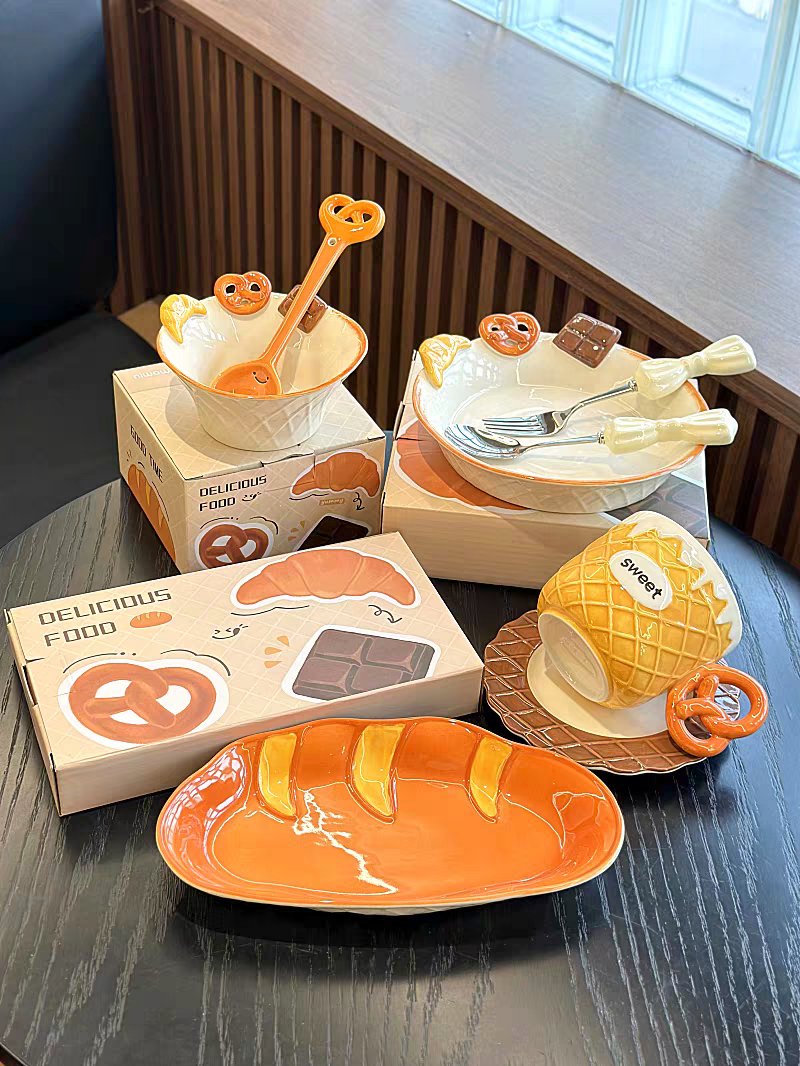🍫 手绘3D巧克力陶瓷餐具套装