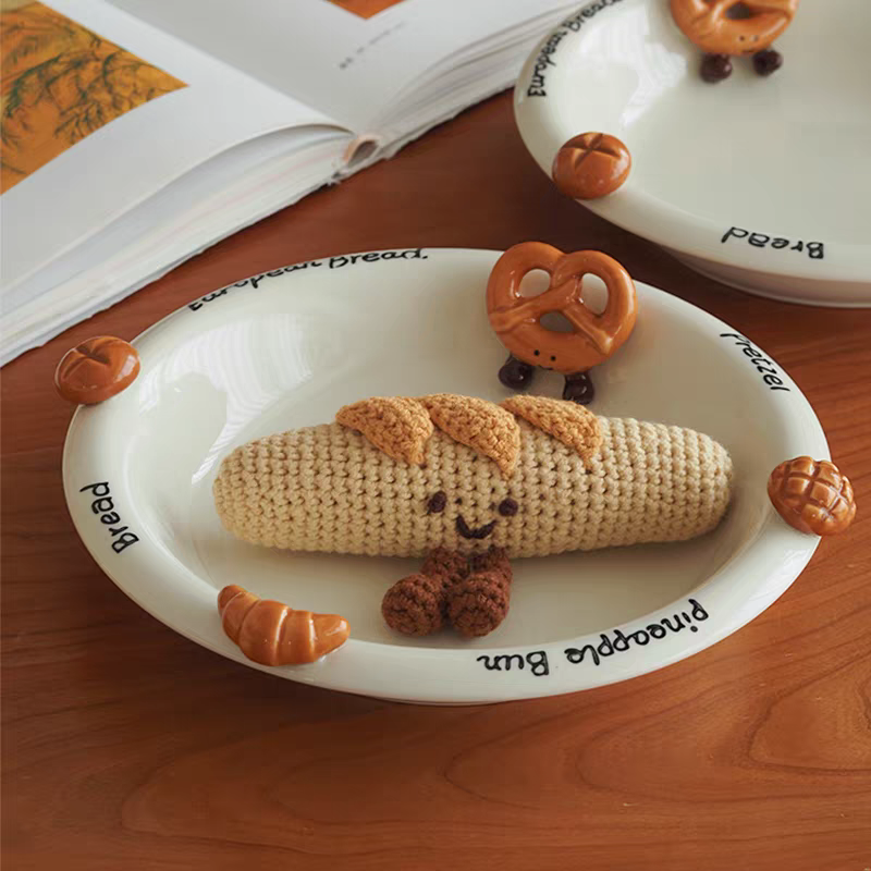 🥨 Croissant & Bakery 3D Ceramic Tableware Set