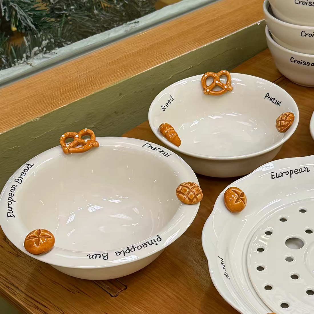 🥨 Croissant & Bakery 3D Ceramic Tableware Set