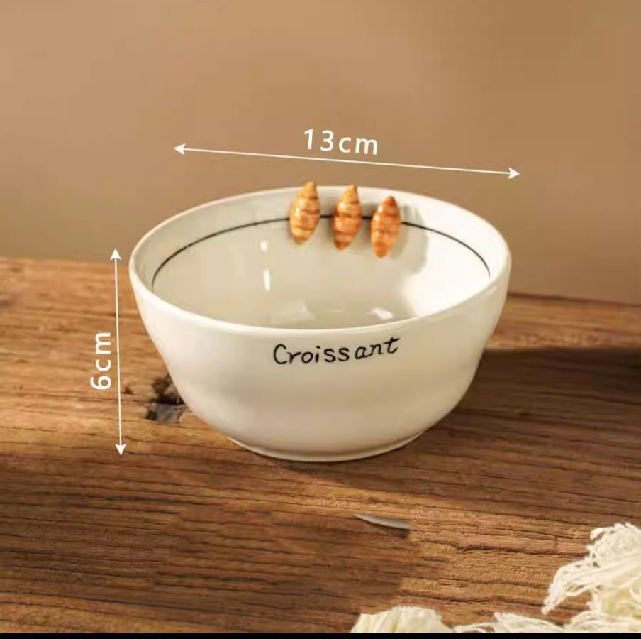 🥨 Croissant & Bakery 3D Ceramic Tableware Set