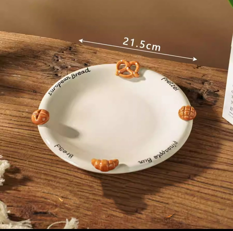 🥨 Croissant & Bakery 3D Ceramic Tableware Set