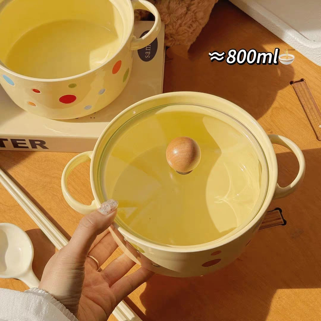 🍳 Polka Dot Mini Ceramic Pot Set