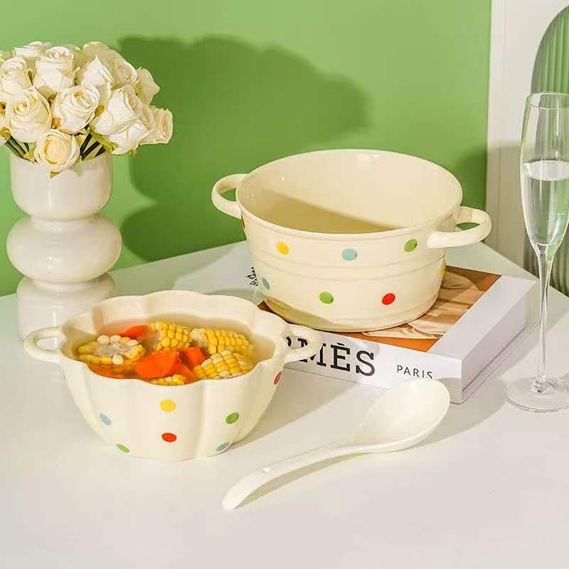 🌈 Rainbow Polka Dot Ceramic Stock Pot Set (2L)