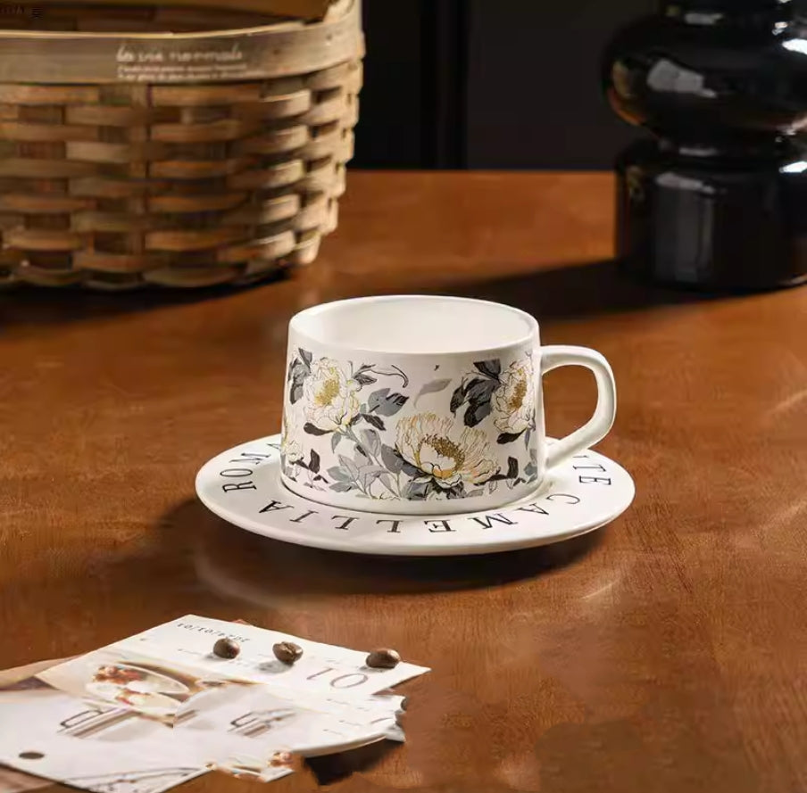 🌺 Camellia Bloom Ceramic Mug Set