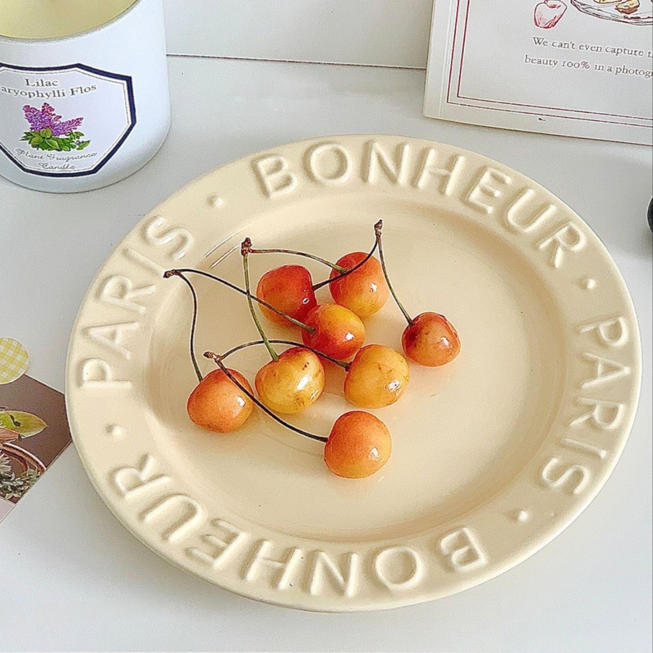 Cream Embossed Ceramic Plate