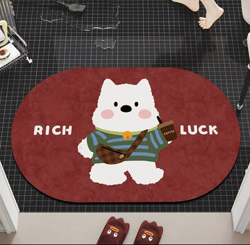 Cute White Bear Diatomite Bath Mat