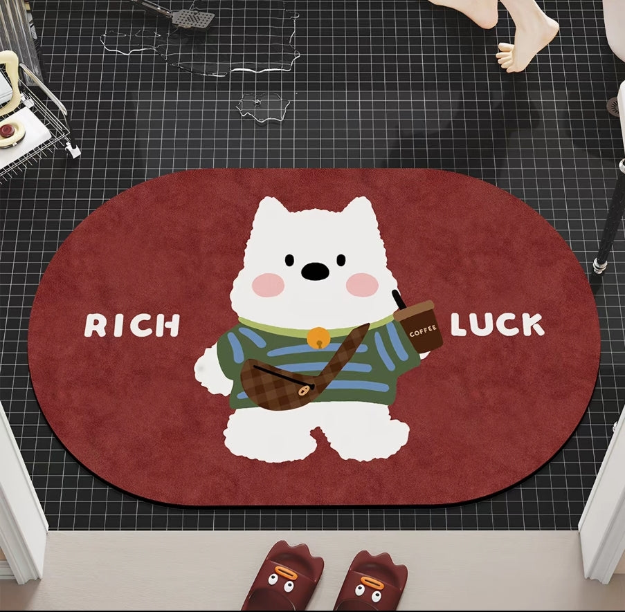Cute White Bear Diatomite Bath Mat