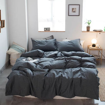 100% Cotton Bedding Set Charcoal Grey | Soft & Breathable