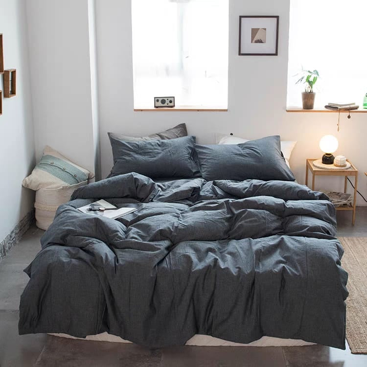 100% Cotton Bedding Set Charcoal Grey | Soft & Breathable