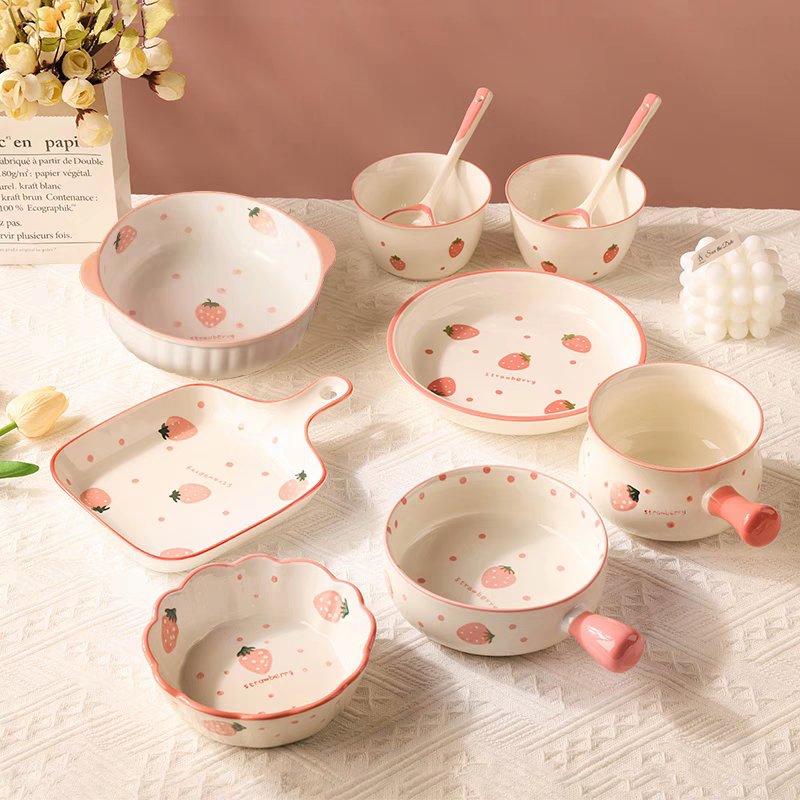 Polka Strawberry Dinnerware Set