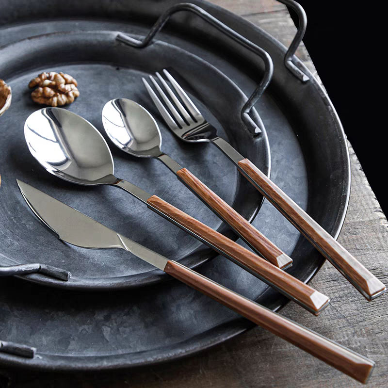 Nordic Wood-Handle Stainless Steel Cutlery Set
